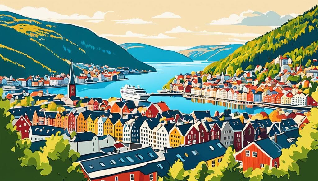 卑尔根市的城市风景